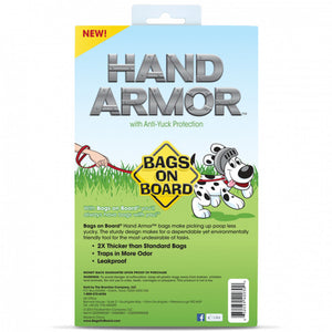 Bags on Board Hand Armor Dog Waste Pick up Bags - Extra Thick Handle Tie Bags - 100 Bags