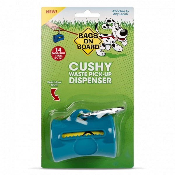 Bags on Board Cushy Dog Waste Pick-up Bag Dispenser + Bonus 14 Bags - Teal